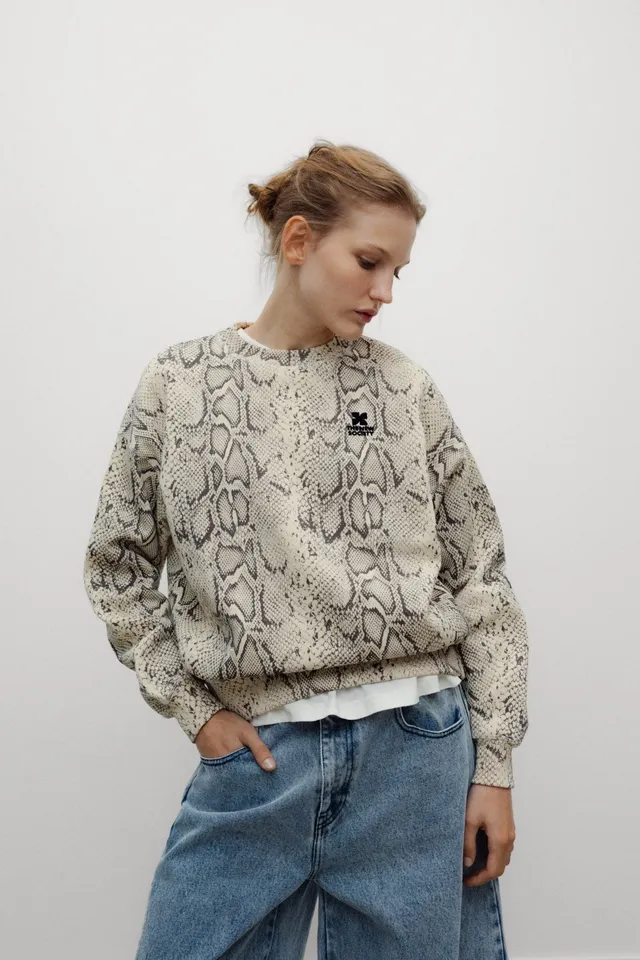 The New Society TNS Logo Felpa Donna Snake Print Cotone