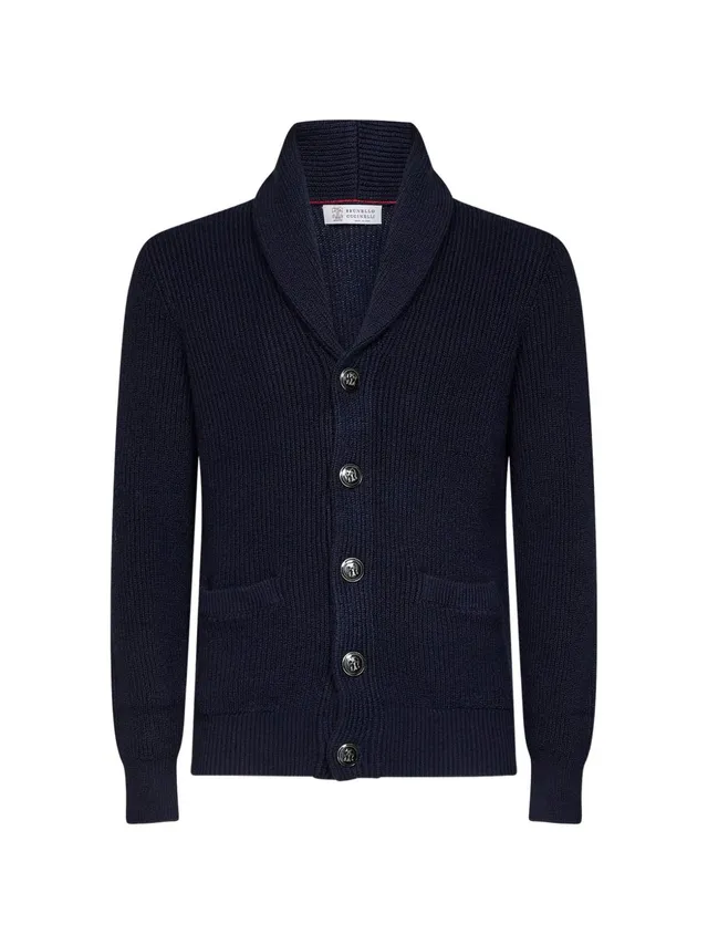 Brunello Cucinelli MNI709706 cardigan uomo blu navy