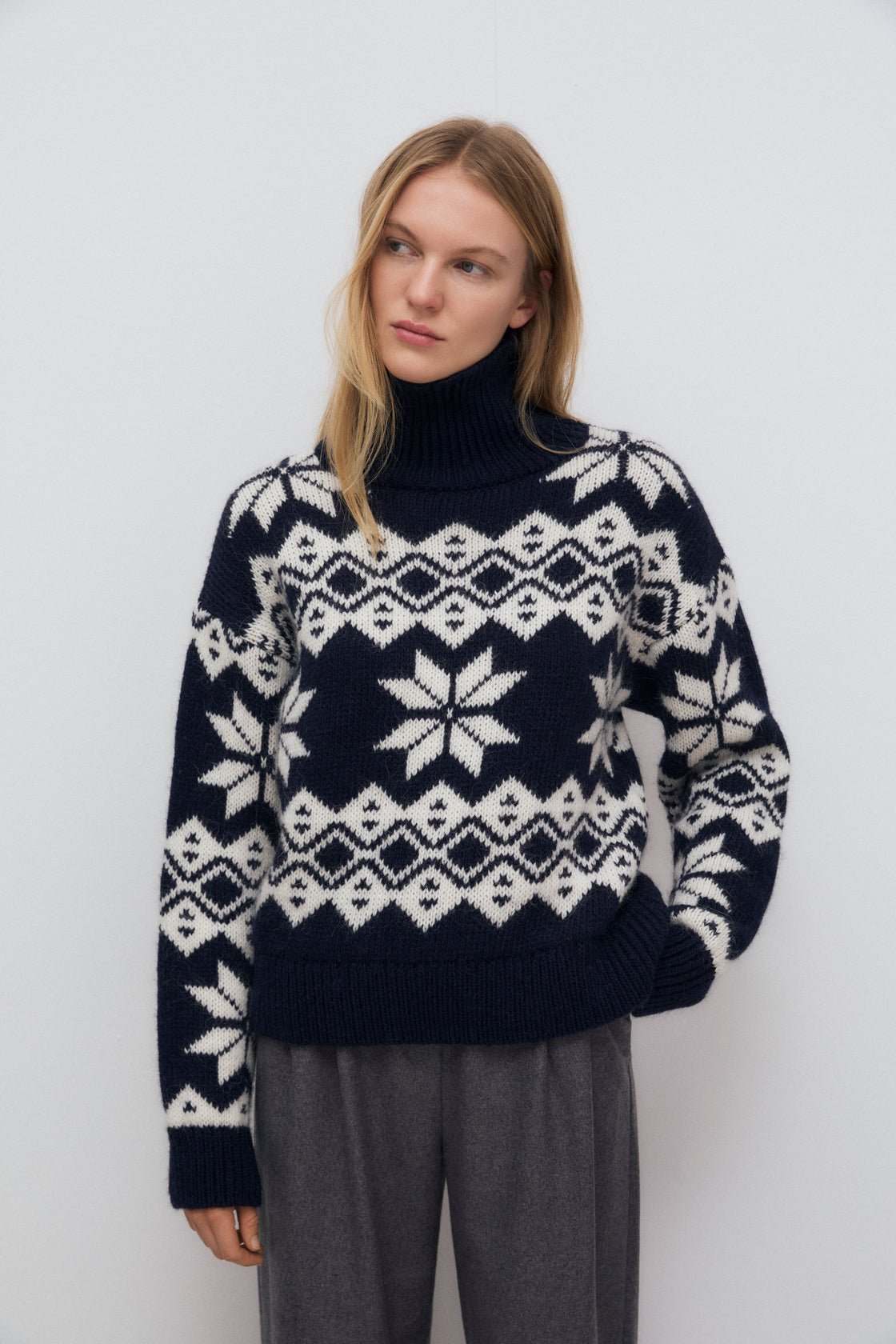 The New Society Neriana Maglione donna navy alpaca
