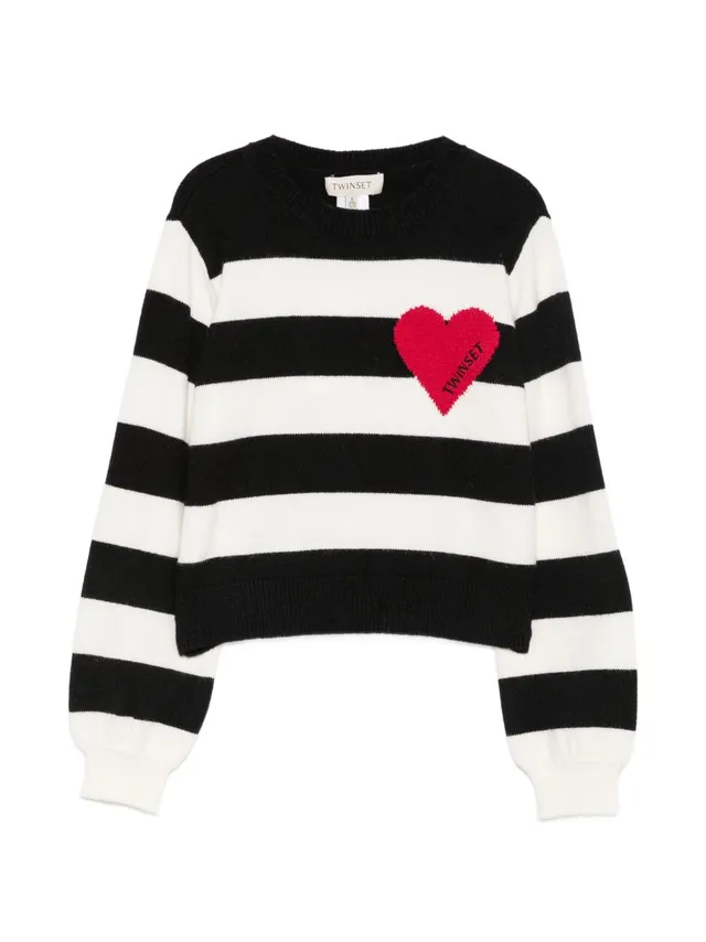 Twinset Girl 262GJ3042 maglia riga nero neve bambina