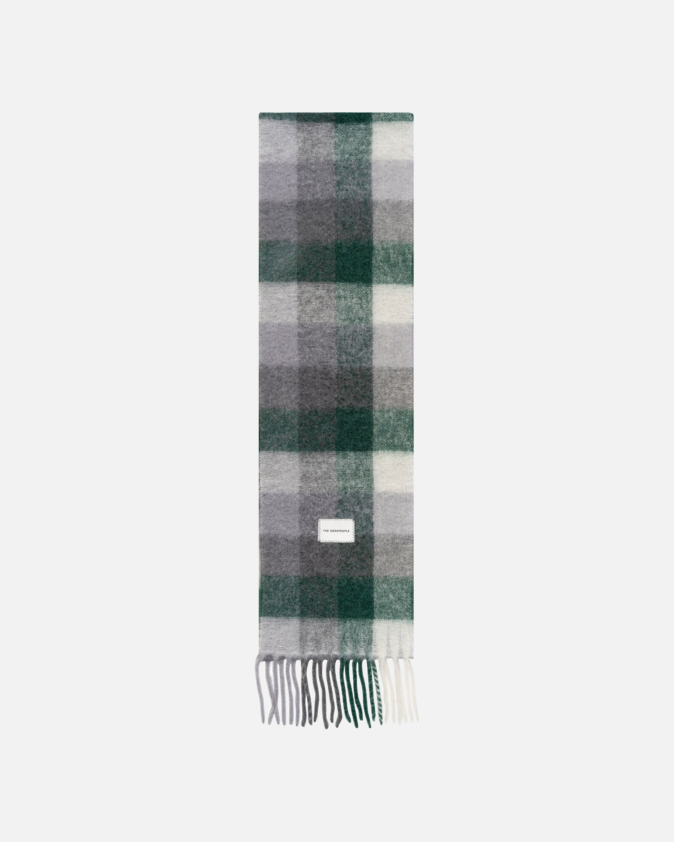 Goodpeople Wool Check sciarpa lana verde grigio melange