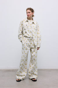 The New Society Mimosa Pantaloni Donna Denim Stampa Floreale