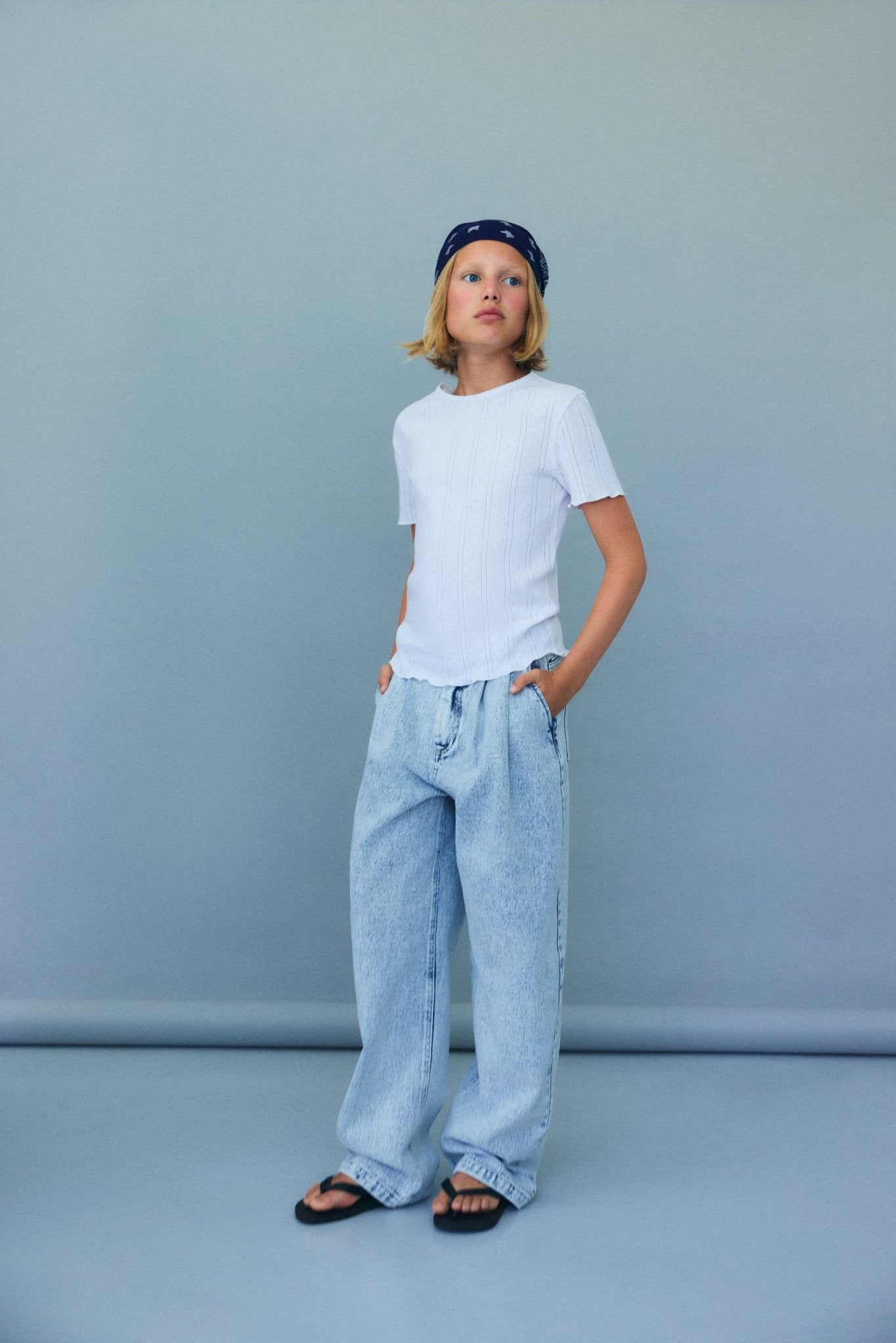 The New Society TNS Pleat jeans teen denim sbiadito