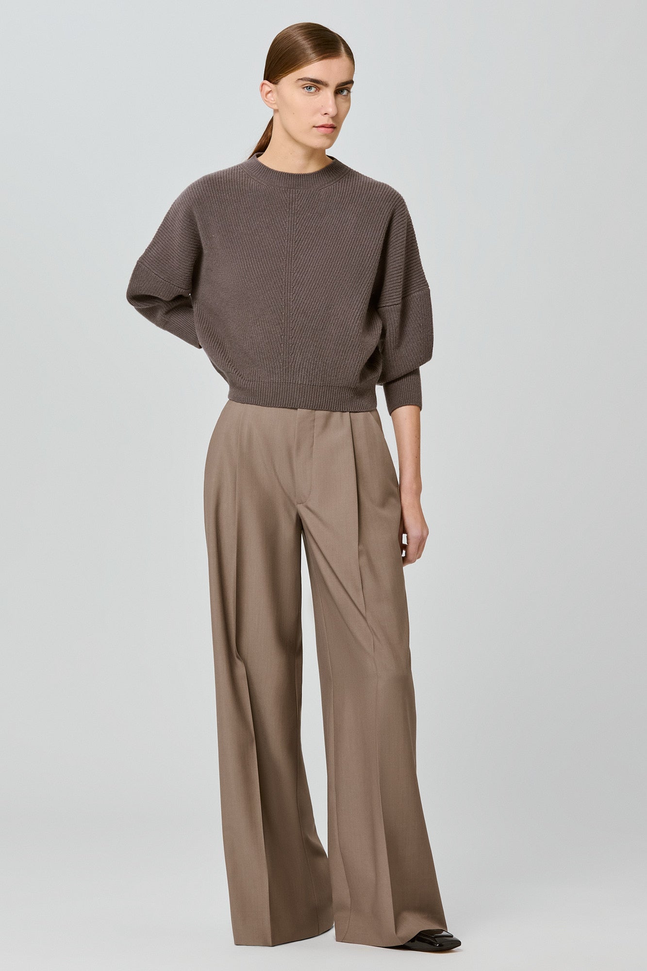 Sa Su Phi maglione coste cashmere fango 3/4