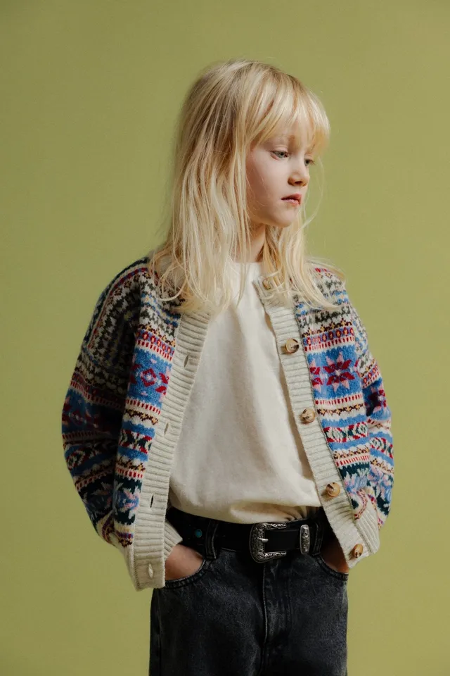 The New Society Caia Cardigan lana jacquard multicolore