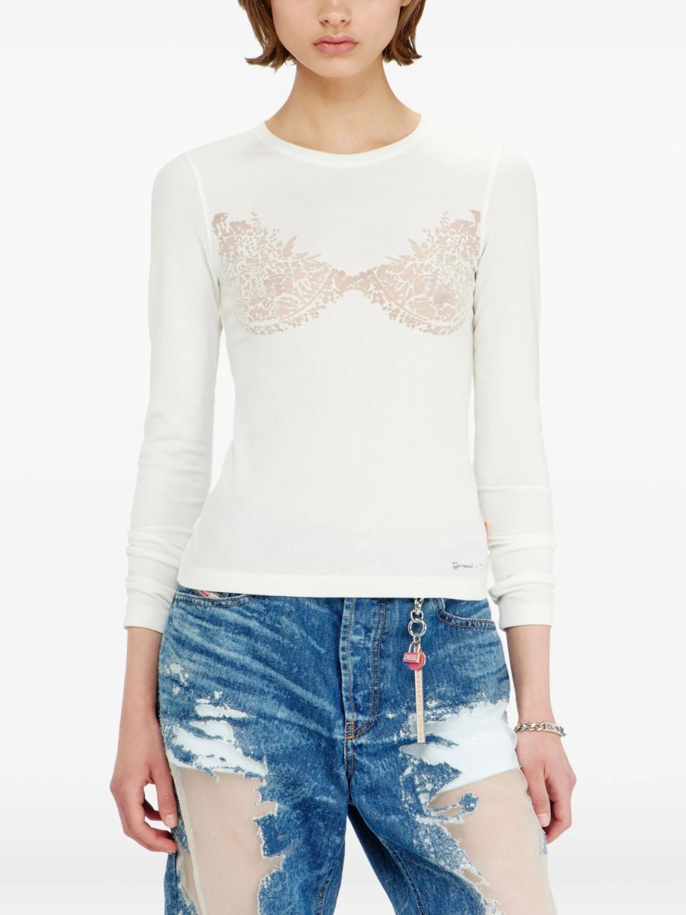 Diesel Capsule P017990SPFB100 maglia bianca donna