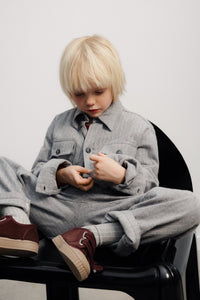 The New Society Cliff Shirt camicia bambino grigio cotone
