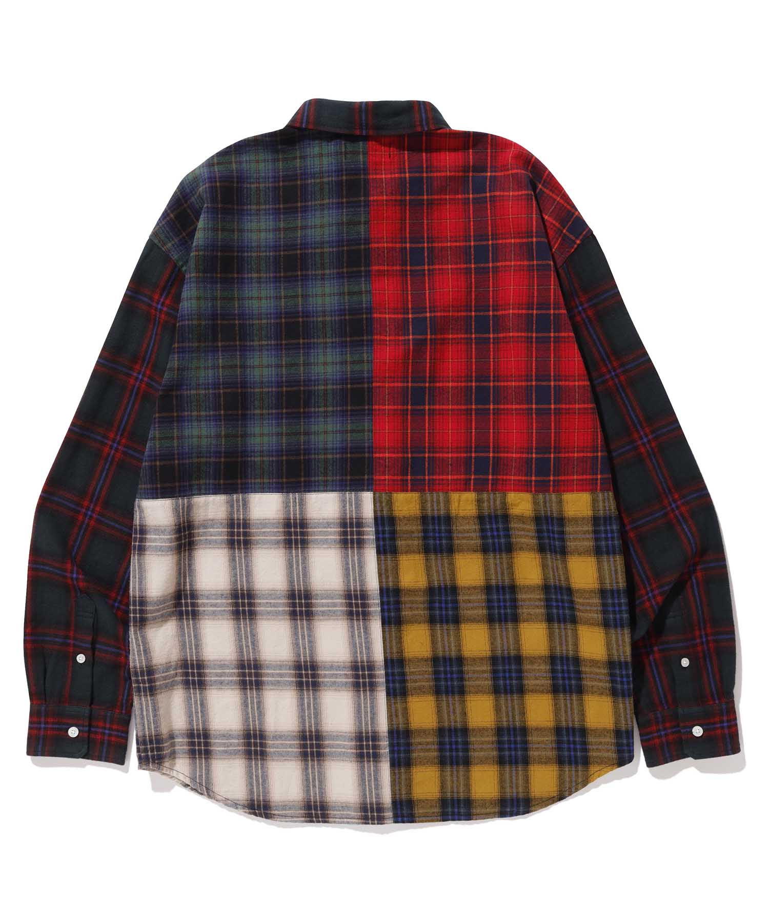X-Large Patchwork camicia manica lunga bianca