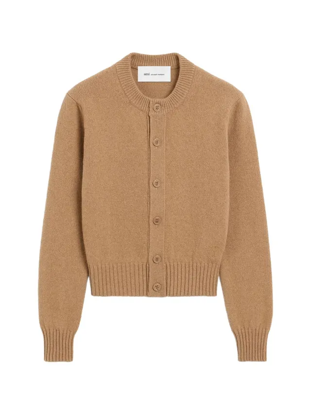 AMI FKC364 cardigan camel donna facile da lavare