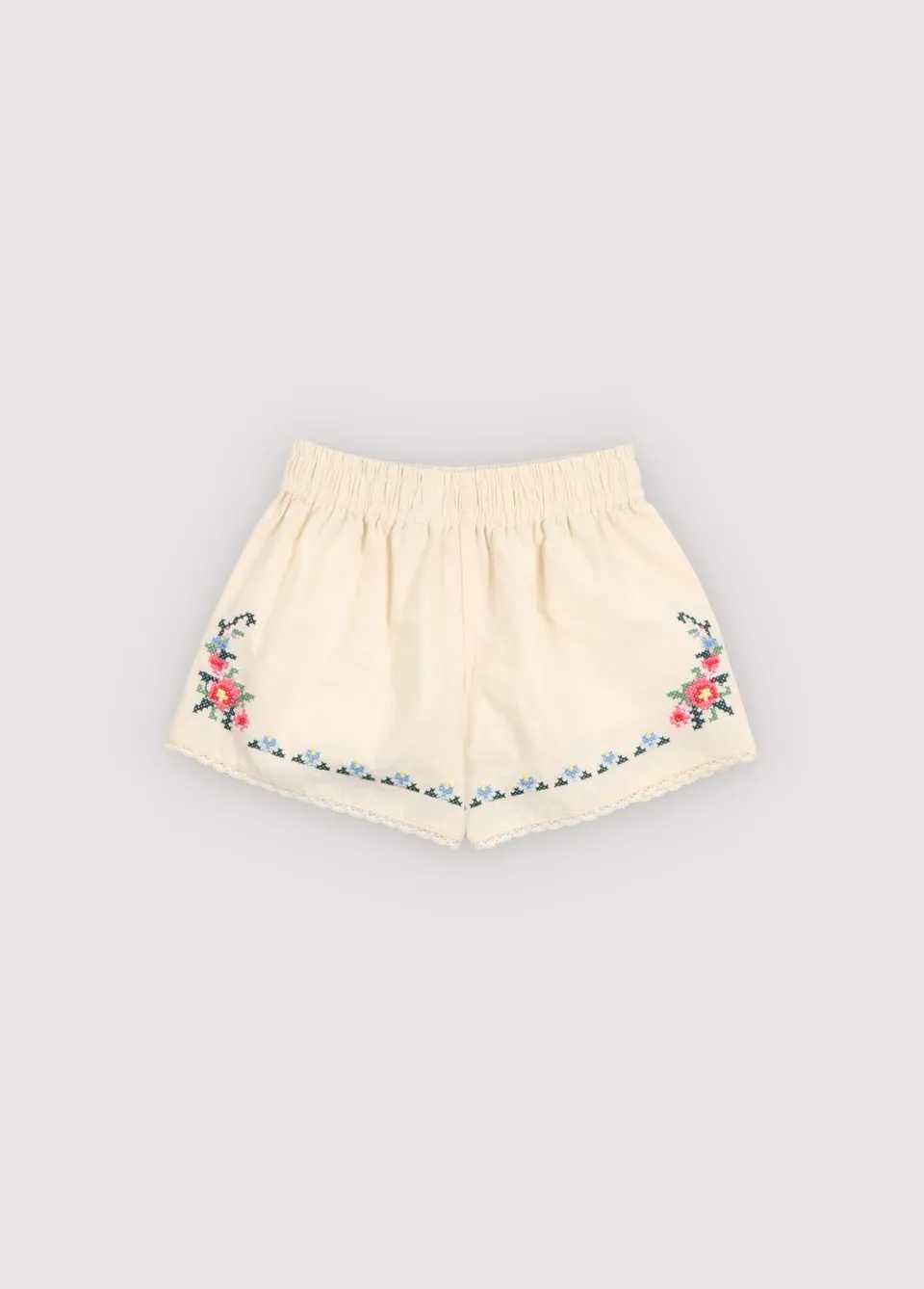 The New Society Narcise Short pantaloncini ecru ricamati