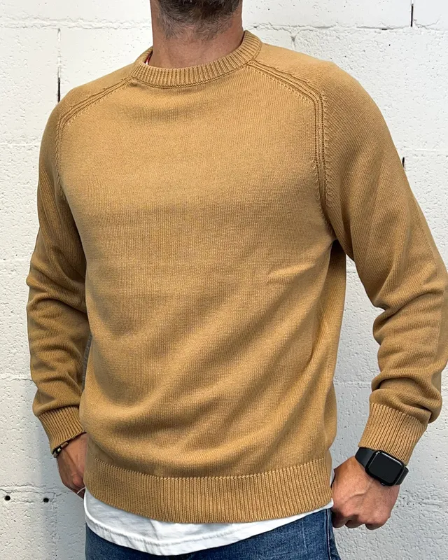 OVER-D Raglan maglione cotone cammello 100%