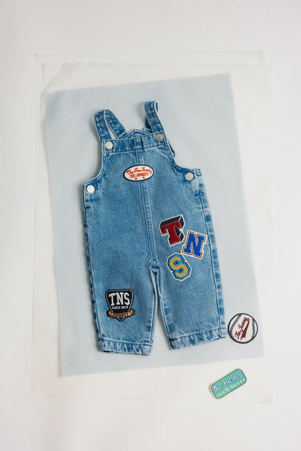 The New Society Ridge salopette baby denim cotone