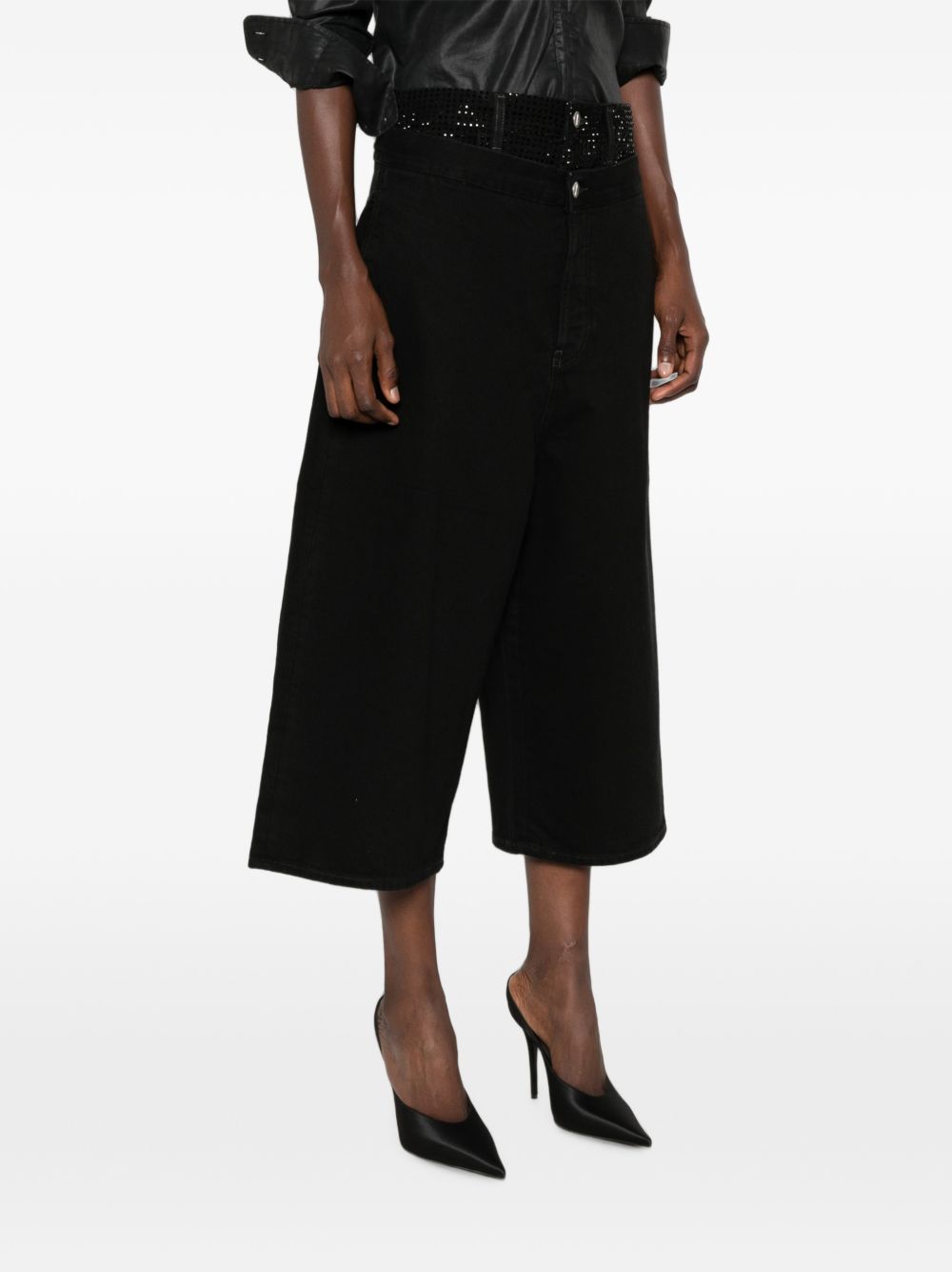 The Attico 261WCP00324 Jeans Neri con Cristalli