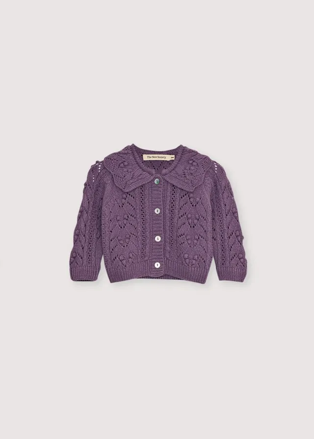 The New Society Lila cardigan Grape Bliss 6 mesi lana