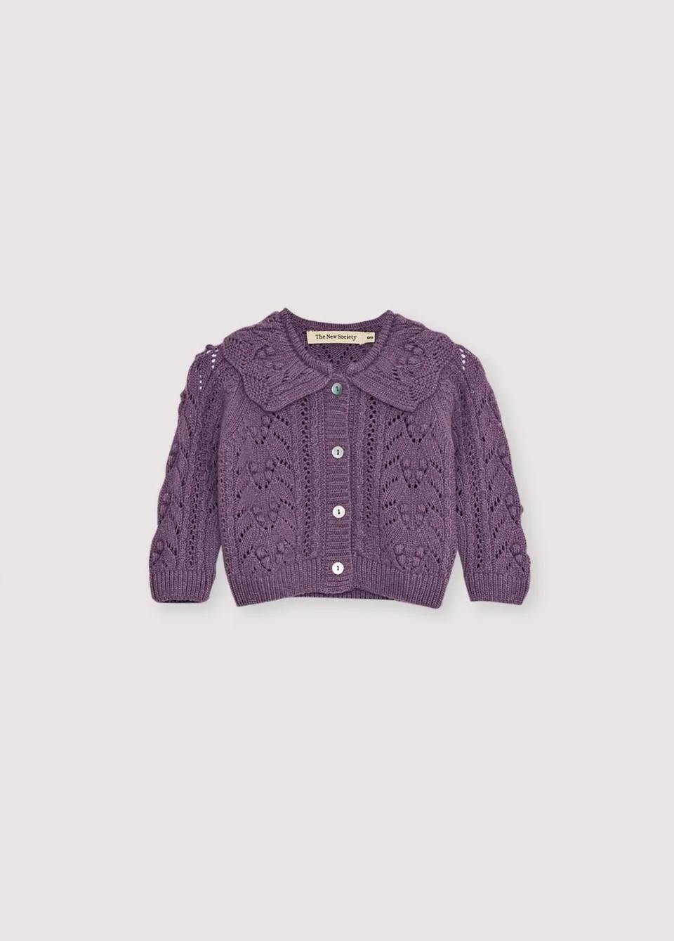 The New Society Lila cardigan Grape Bliss 6 mesi lana