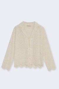 The New Society Jara camicia donna ecru ricamata cotone