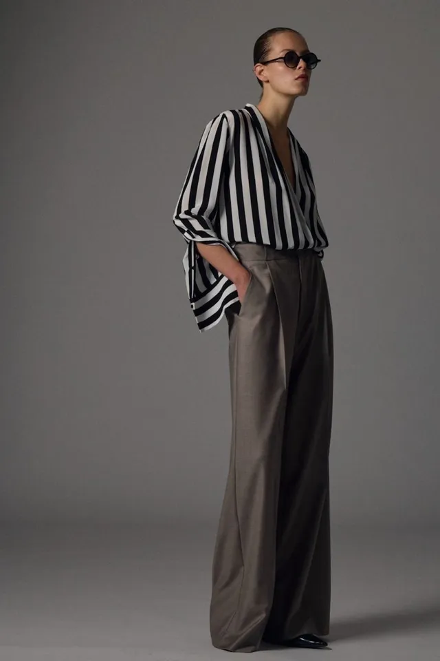 Sa Su Phi Bogart Pantaloni Lana Grigio Chiaro Vita Alta