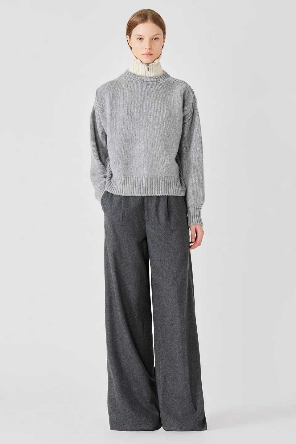 Sa Su Phi Giada maglione girocollo cashmere grigio