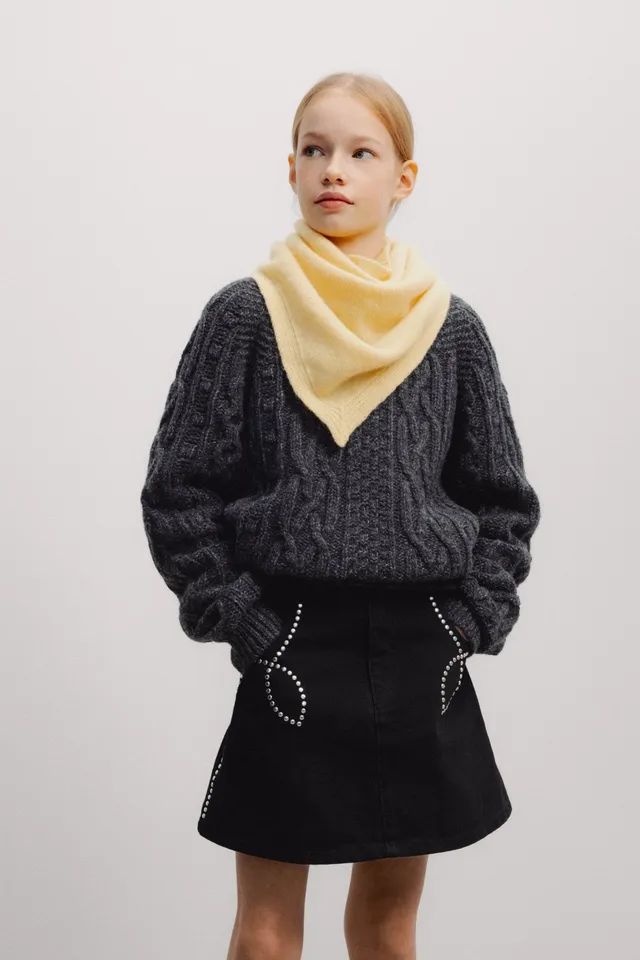 The New Society TNS Denim gonna mini borchie cotone nero
