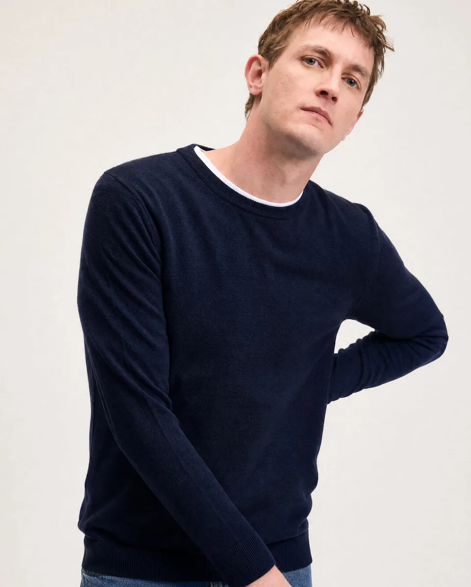 Goodpeople Essential Merino Knit maglione lana blu navy