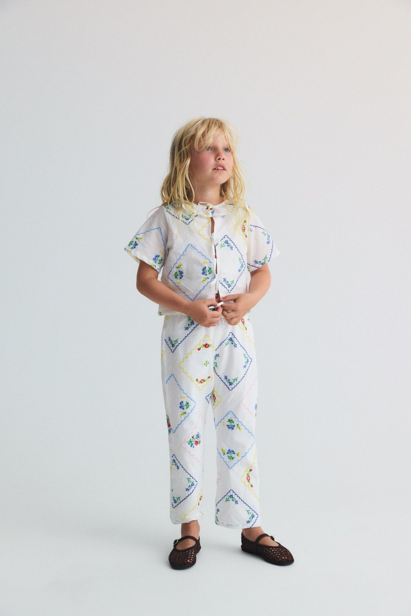The New Society Jacinthe Pant pantaloni baby ricamo multicolor cotone