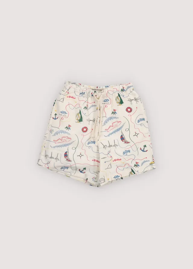The New Society Clove bermuda bambino stampa mappa cotone