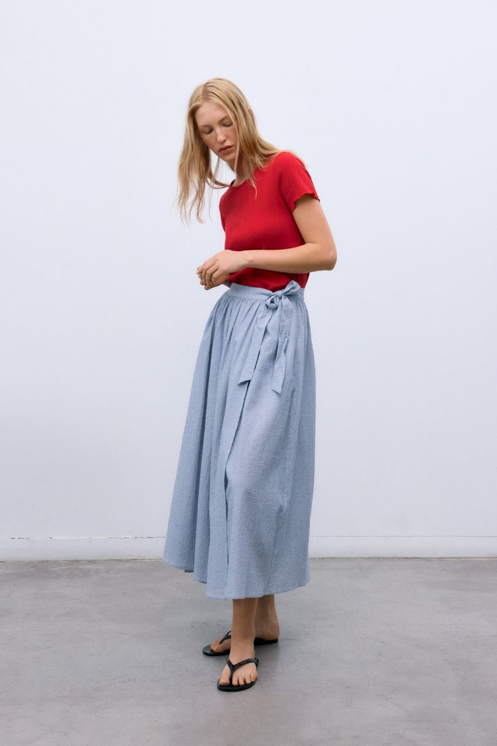 The New Society Cloe gonna lunga donna blu gessata cotone