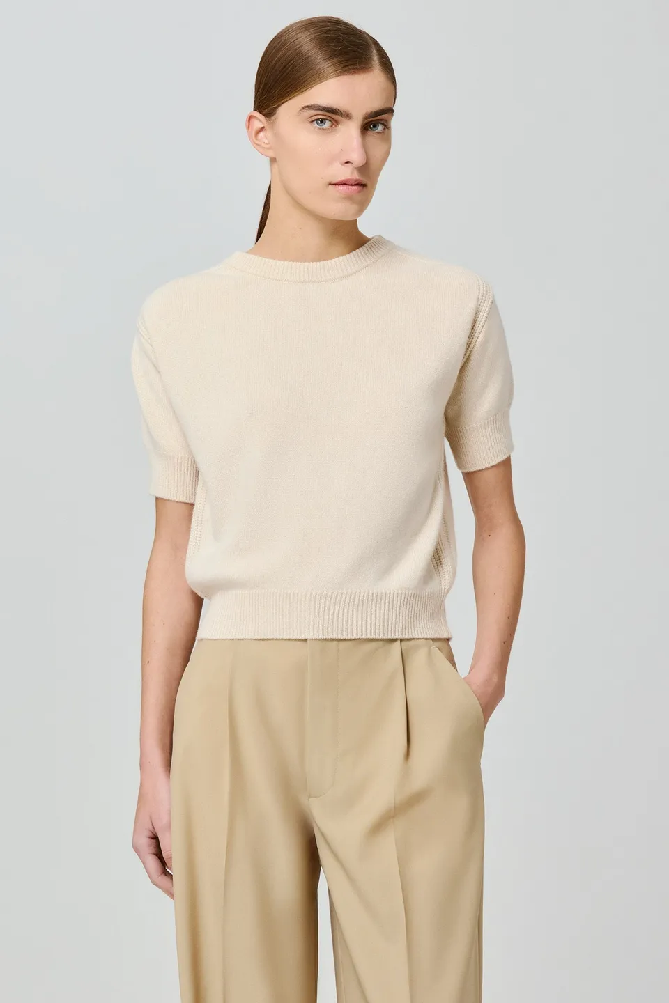 Sa Su Phi Maglione maniche corte cashmere giallo