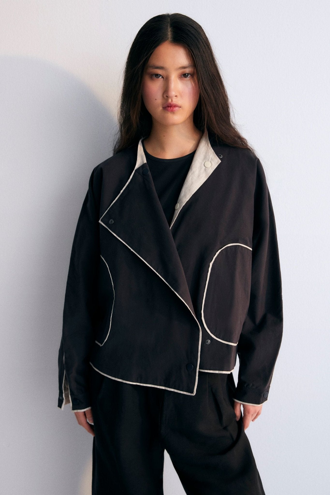 The New Society Morfeo giacca donna Caviar lino reversibile