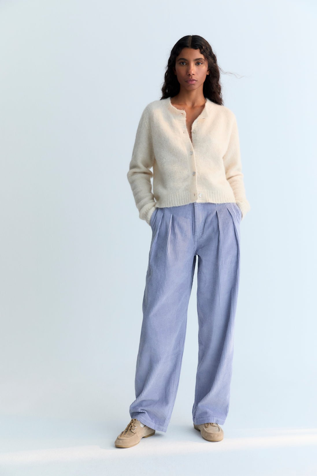 The New Society Nicol pantaloni donna lilla velluto