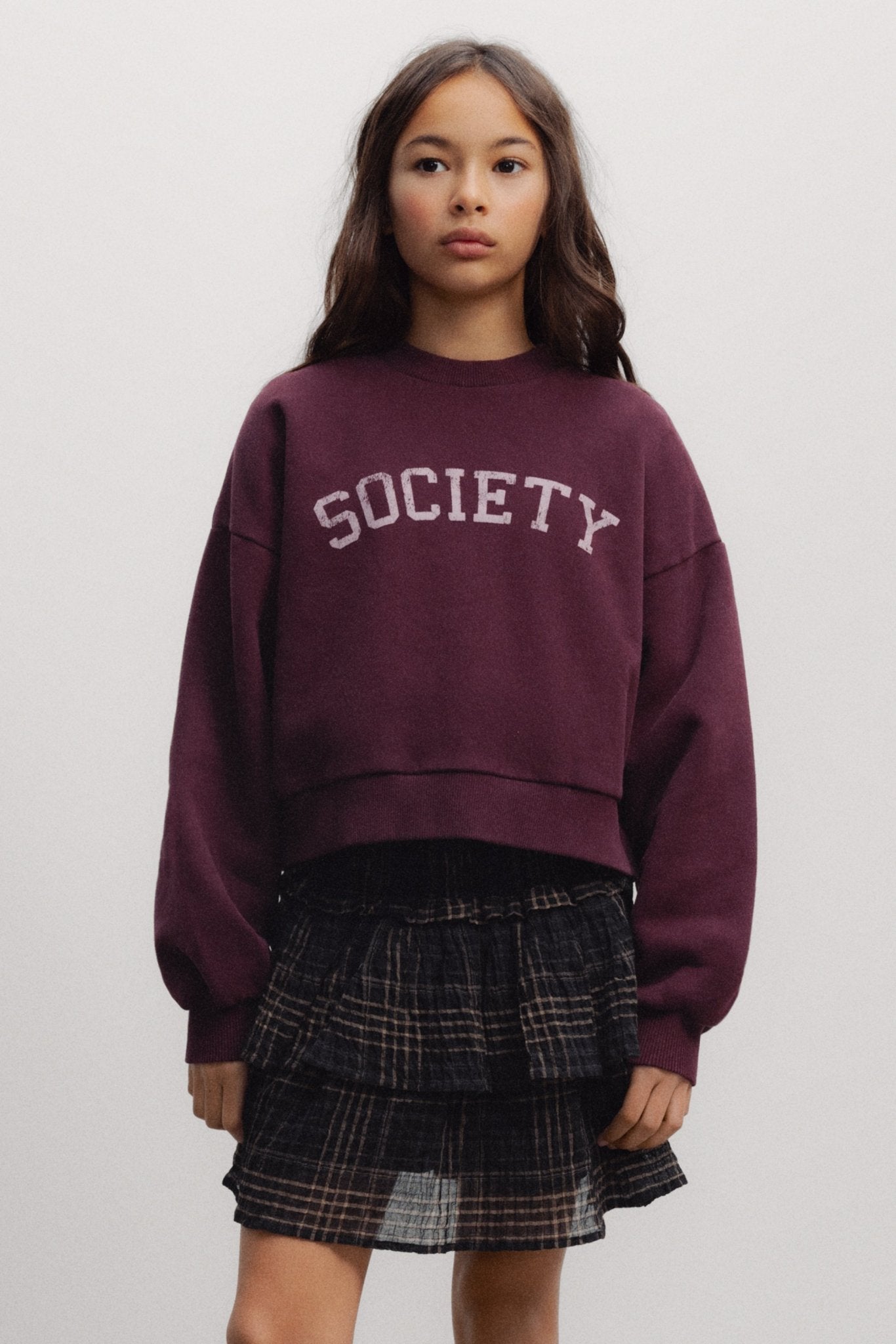 The New Society Lea felpa ragazza bordeaux cotone