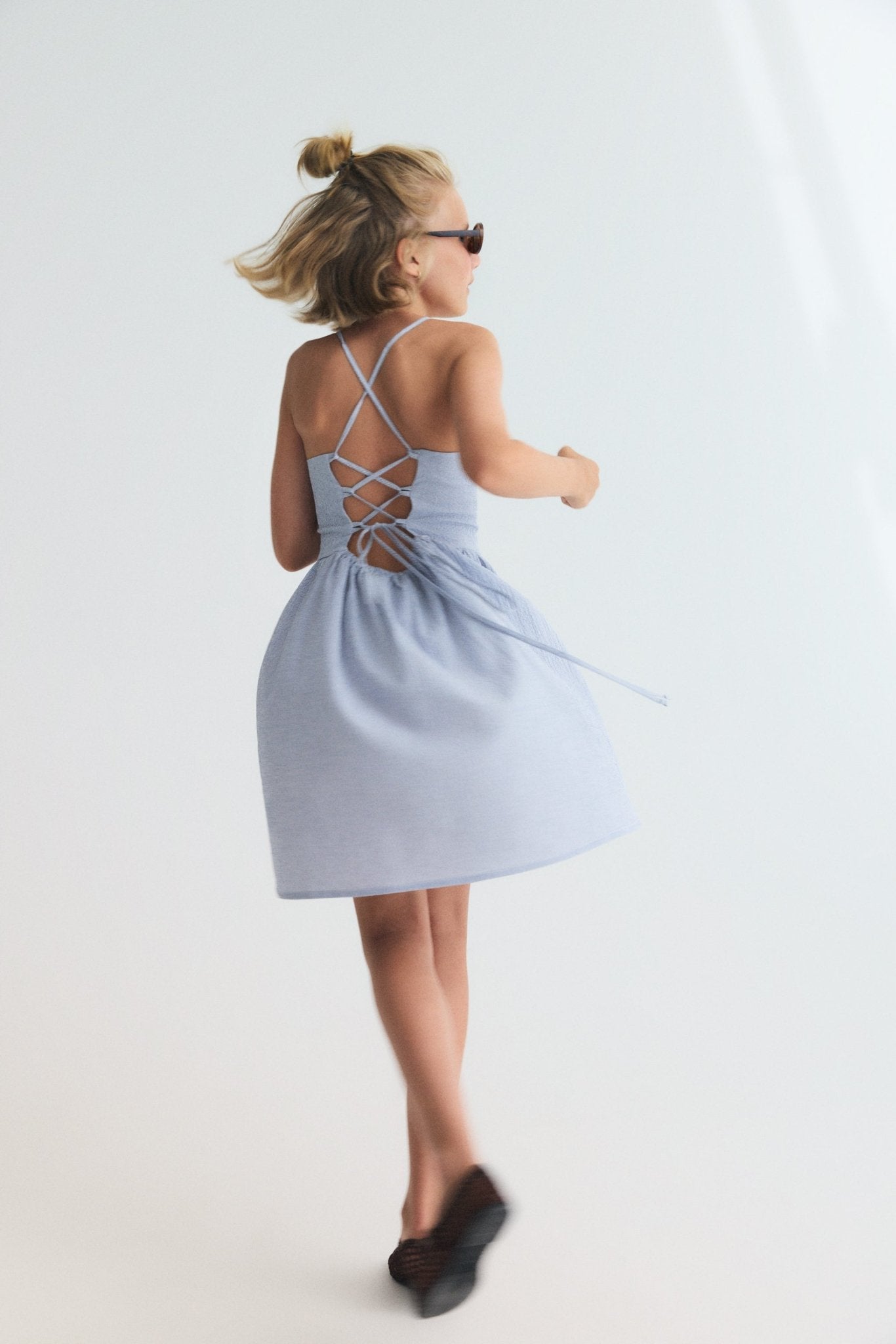 THE NEW SOCIETY Cloe abito teen righe blu cotone
