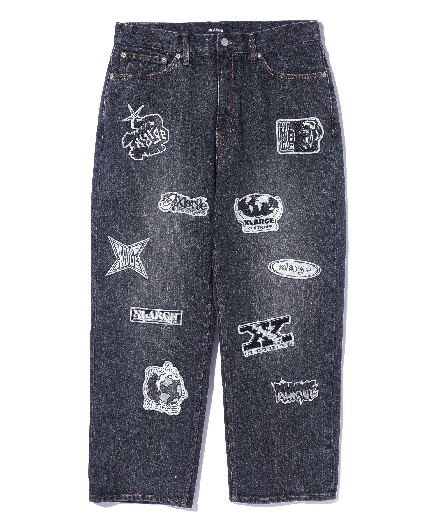 X-Large Patched Denim Pants jeans cotone