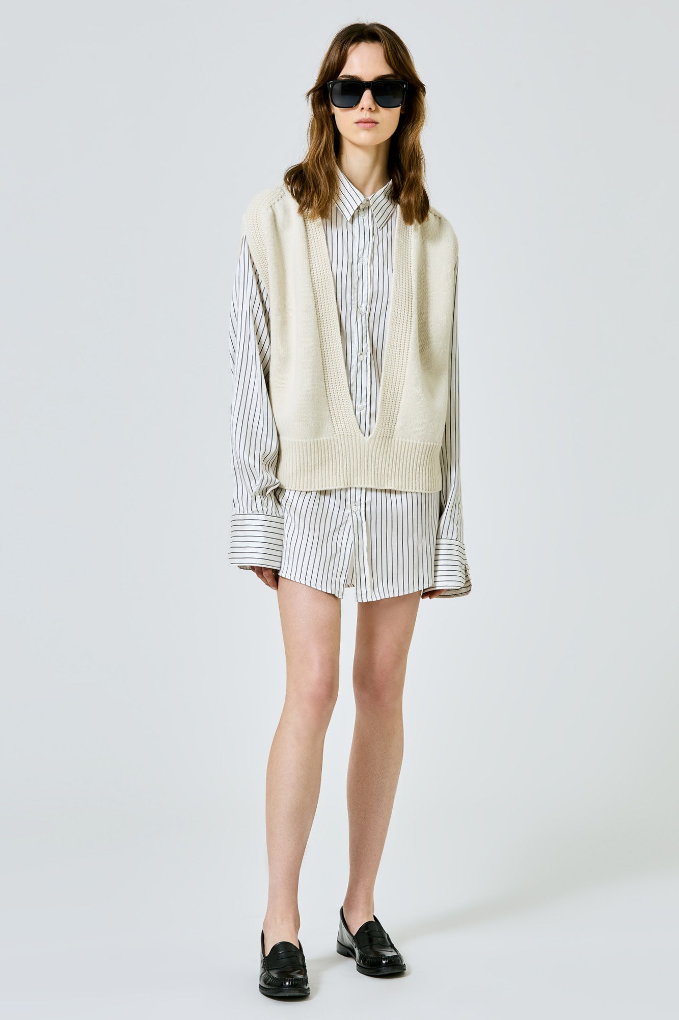 Sa Su Phi top cashmere bianco scollo a V senza maniche