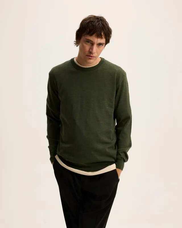 GOODPEOPLE Essential Merino Maglione Verde Melange