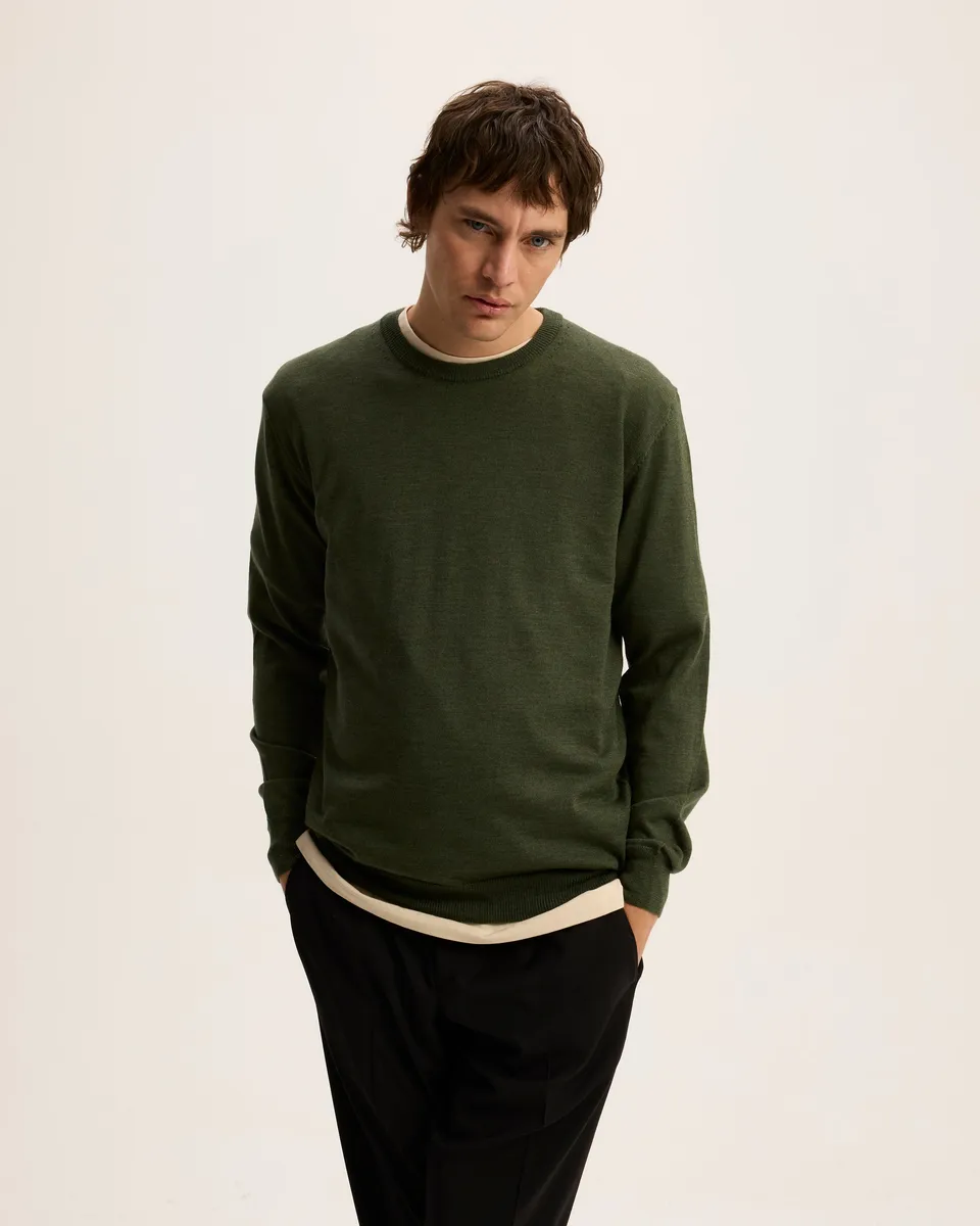 GOODPEOPLE Essential Merino Maglione Verde Melange