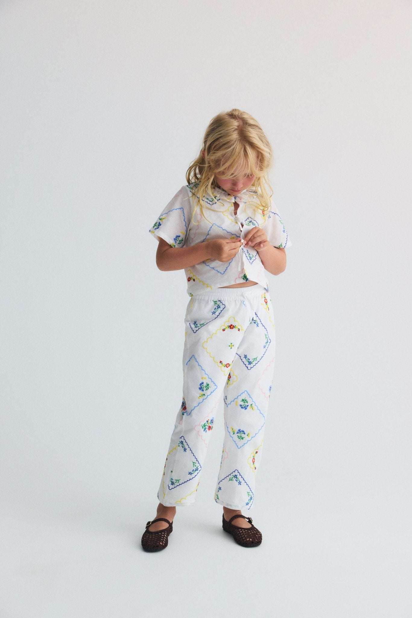 The New Society Jacinthe Pant pantaloni baby ricamo multicolor cotone