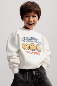The New Society SmileyWorld felpa teen cotone bianca
