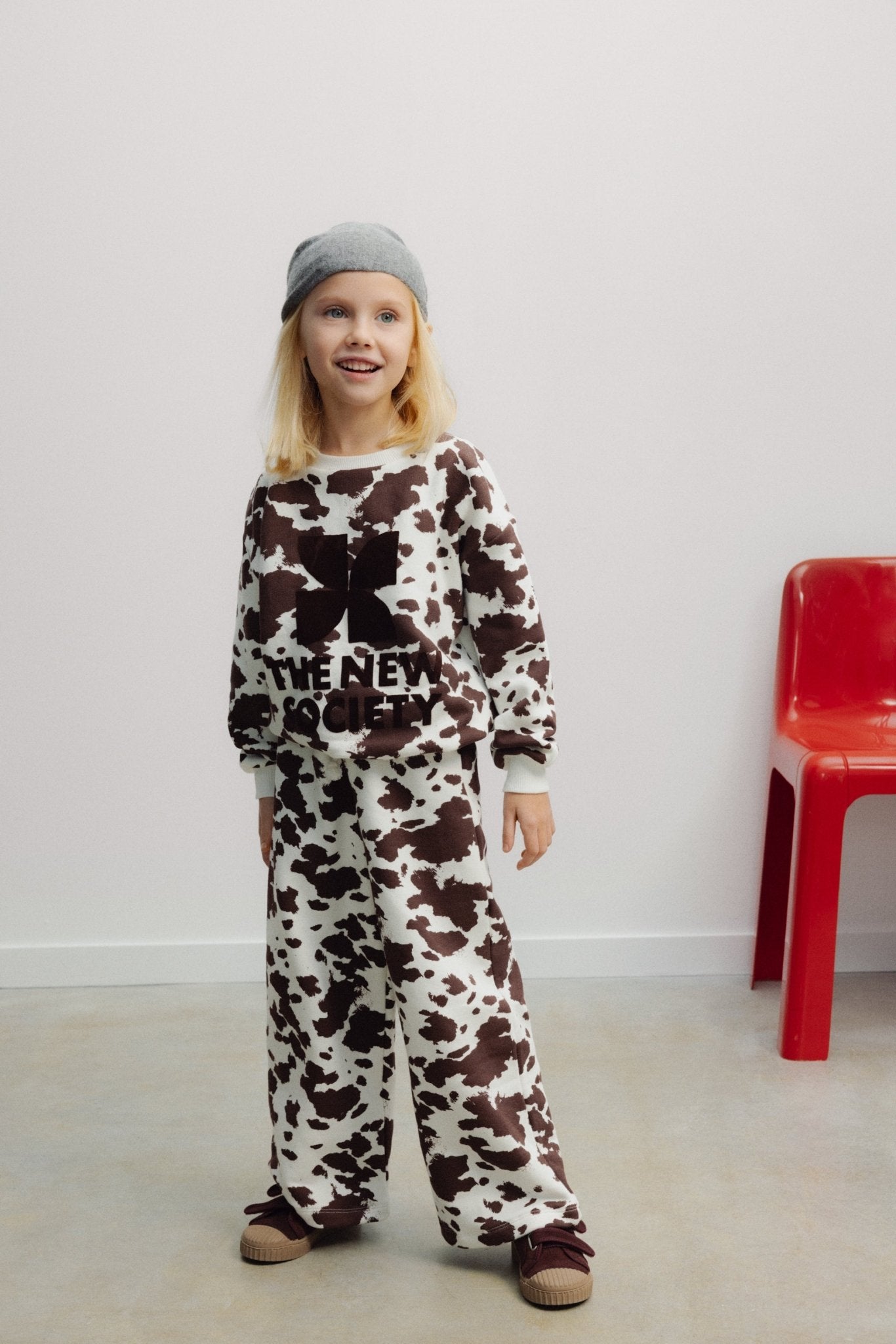 The New Society TNS Logo Cow Print jogging ragazzi cotone