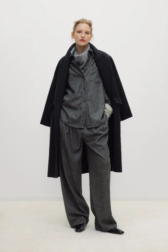 The New Society Opal Pantaloni Donna Lana con Pieghe