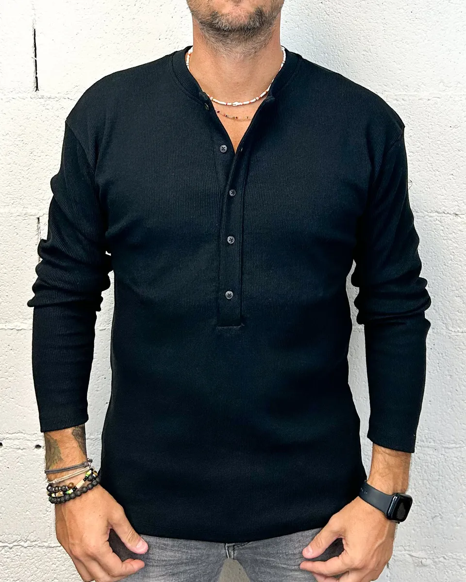 ONLYONE OVER-D Costine Serafino maglia nera manica lunga