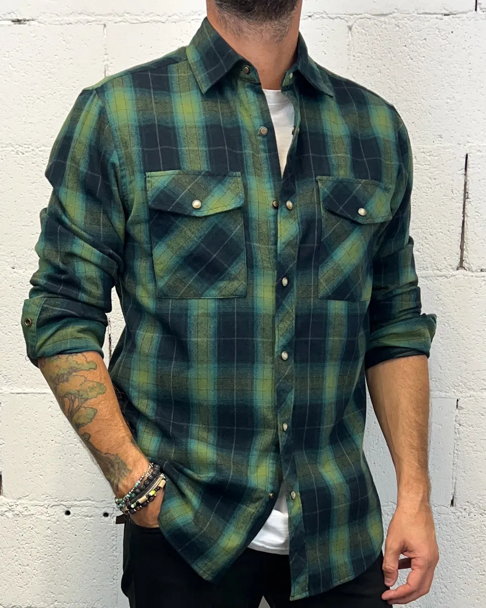 ONLYONE GIANNI LUPO Forest camicia verde regolare