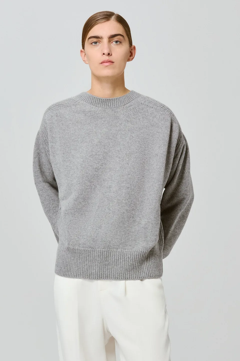 Sa Su Phi Medea maglione cashmere grigio girocollo