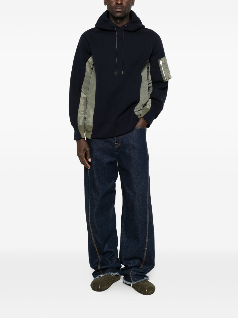 Sacai SCM-325 felpa uomo blu kaki