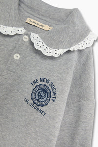 The New Society Ash Polo Bimbo Felpa Cotone Pizzo