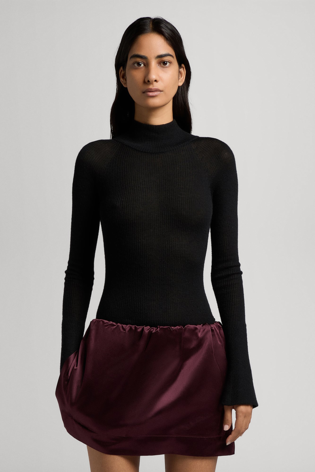 Sa Su Phi Gilda gonna corta seta duchesse bordeaux