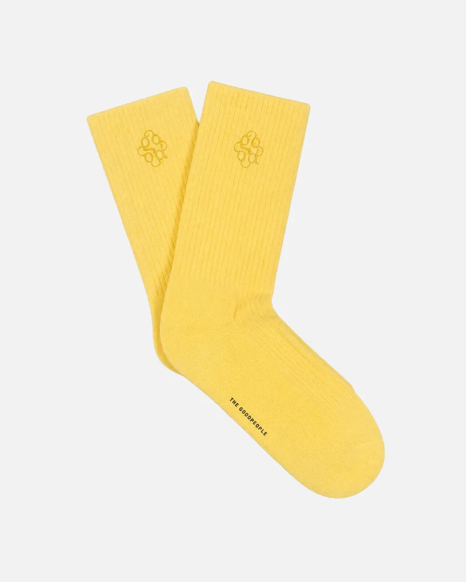 GOODPEOPLE Signature Swirlsock calzini gialli taglia unica cotone