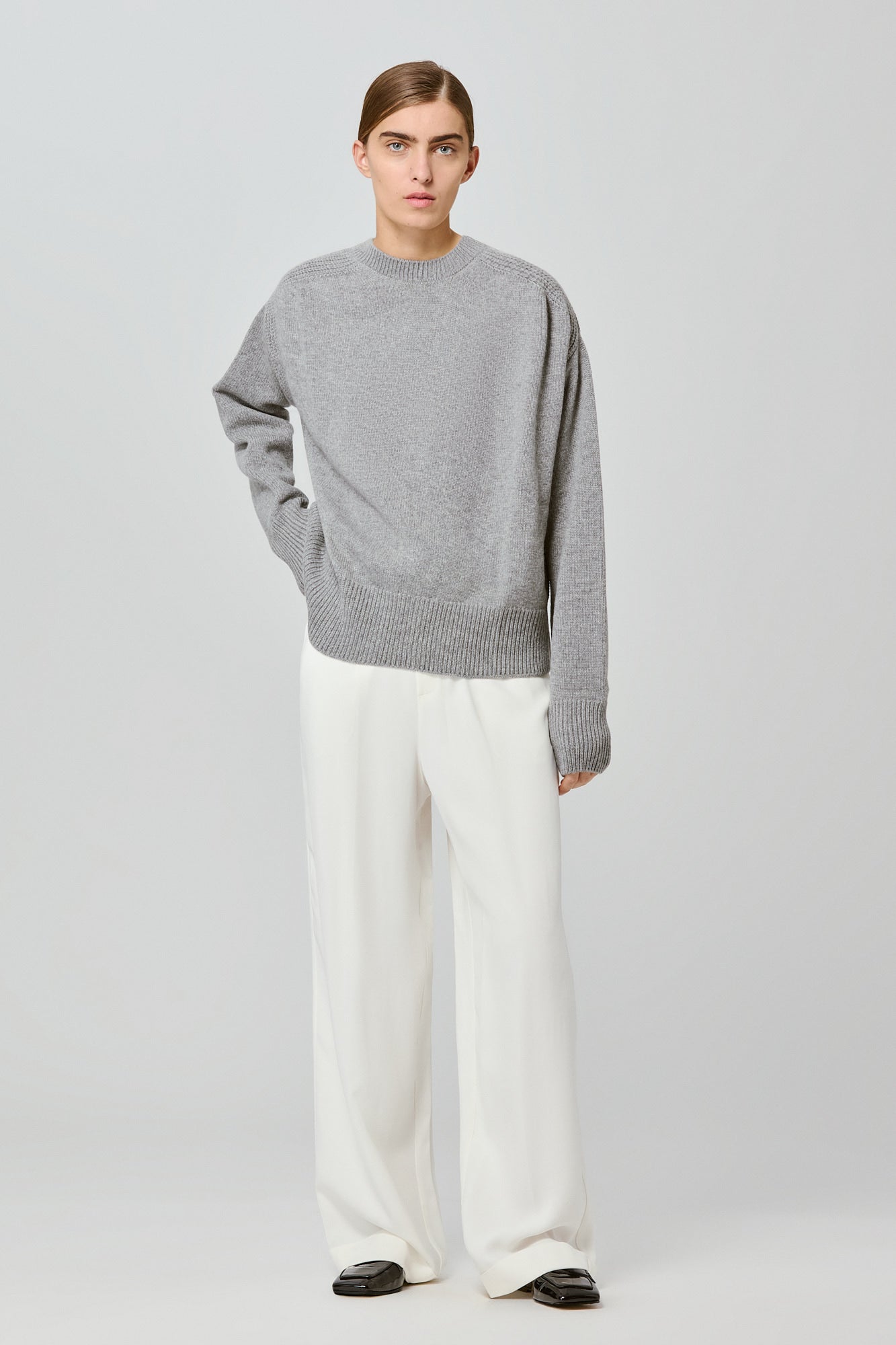 Sa Su Phi Medea maglione cashmere grigio girocollo