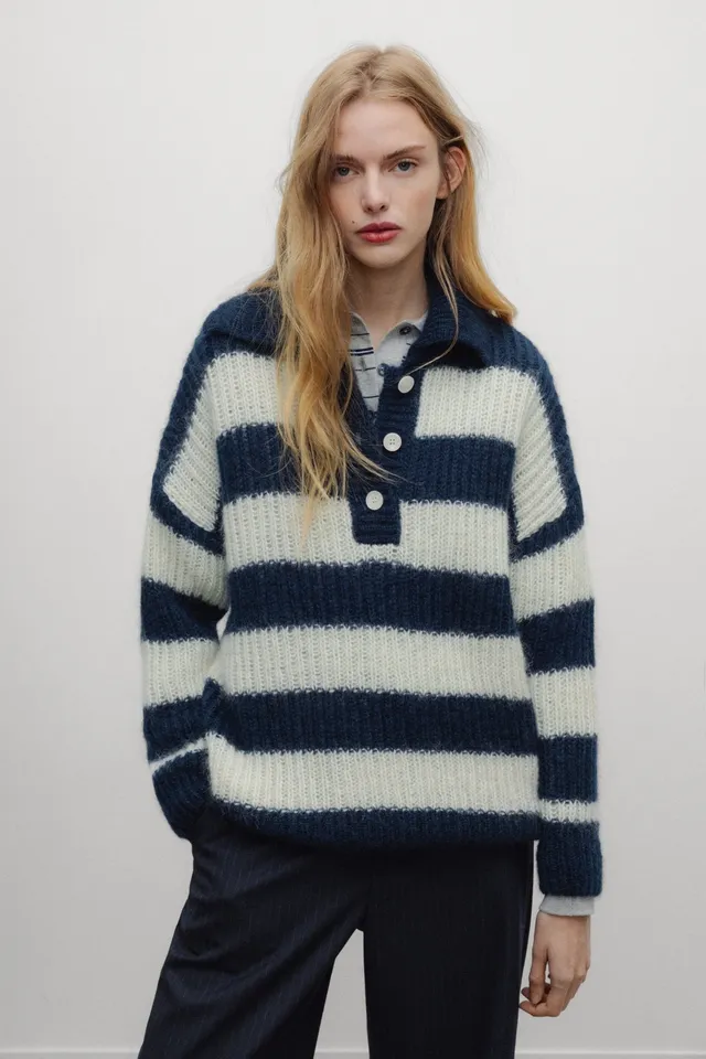 THE NEW SOCIETY Ellie polo lana mohair righe Black Iris