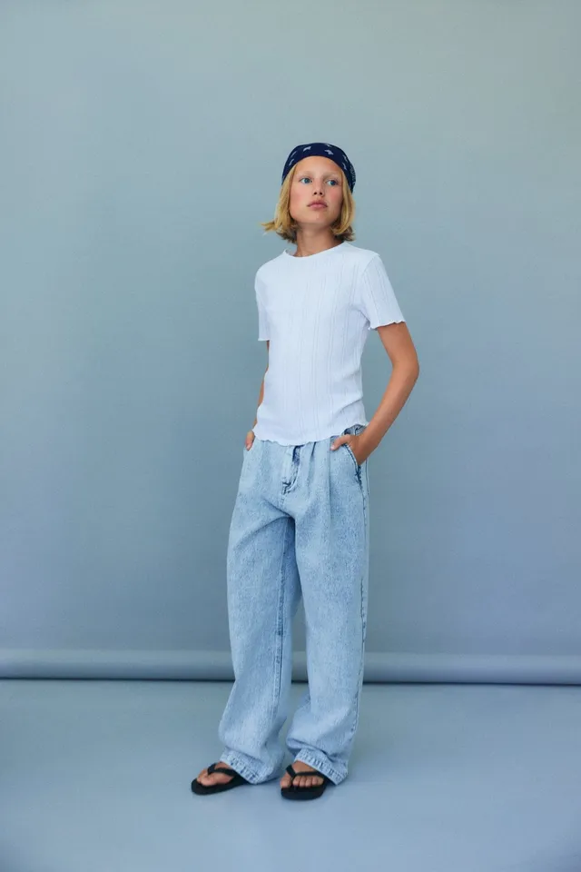 The New Society TNS Pleat jeans teen denim sbiadito